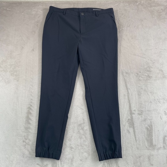 John Varvatos Motor City Pants Men 38x30 Navy Wool Blend Elastic Hem NWOT $498